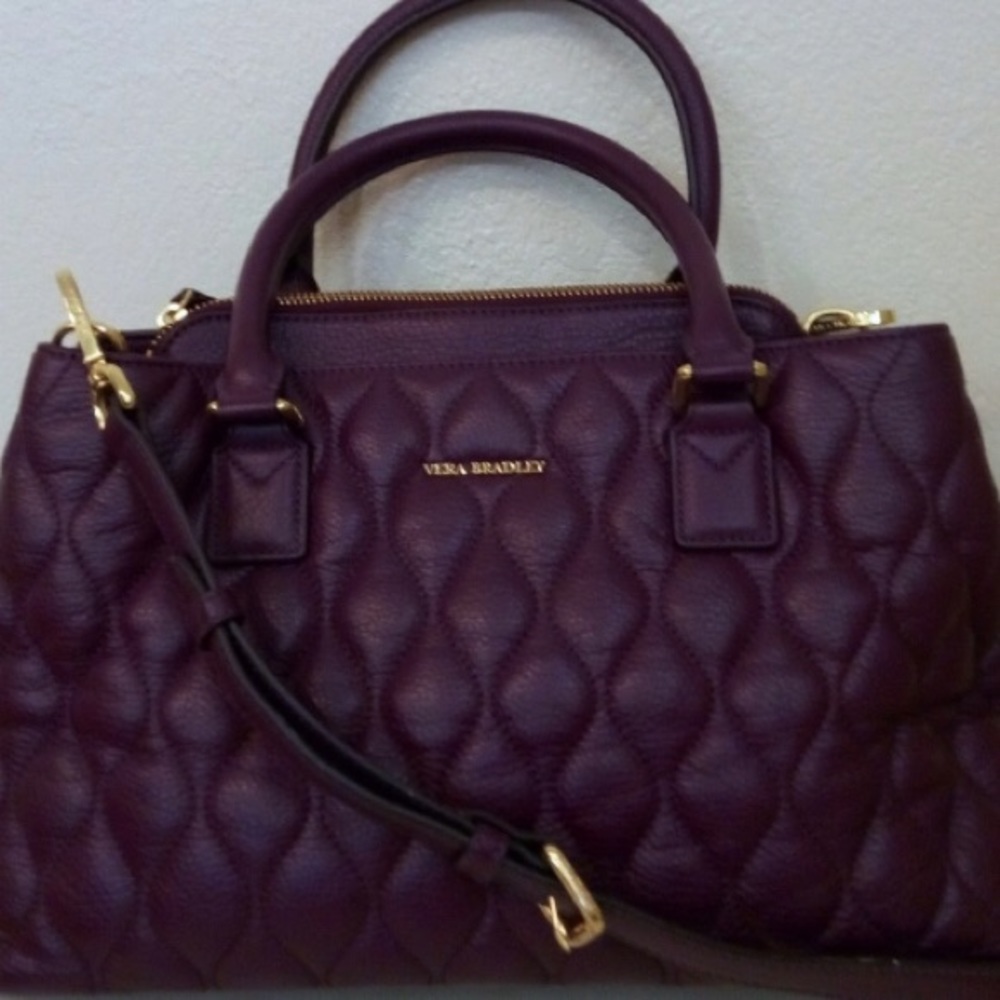 Vera Bradley EUC Leather Quilted Emma Satchel